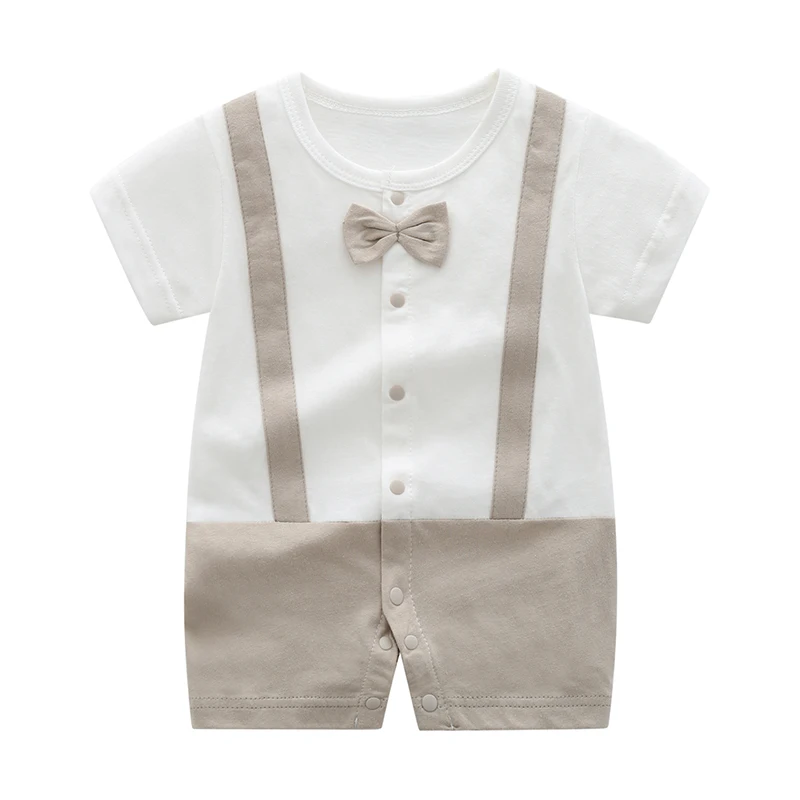 Джентльменская Одежда с бантом и коротким рукавом для маленьких мальчиков