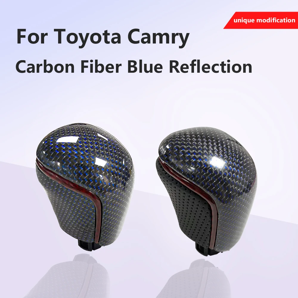 

Carbon Fiber Blue Reflection Car Gear Shift Knob Handle Head for Toyoto Avalon Camry Xv70 Avalon Corolla Levin 2018 2019 2020