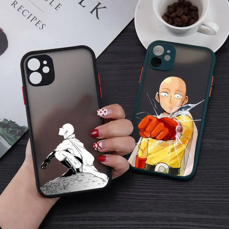 

Anime One Punch Man Phone Case For iPhone 13 12 11 Mini Pro XR XS Max 7 8 Plus X Matte transparent Back Cover
