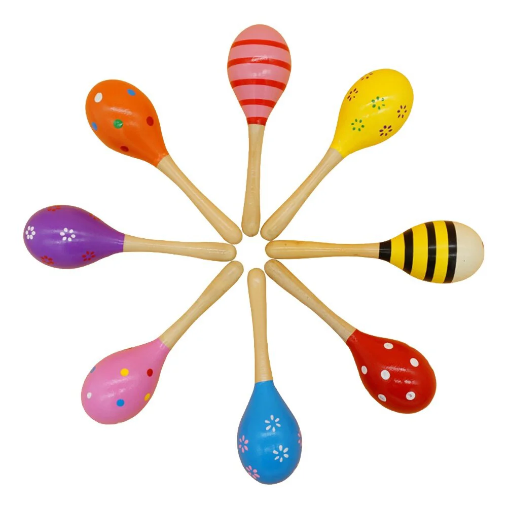

12pcs Christmas Sand Wooden Maracas Kids Rattles Shaker Toys Fun Musical Toys for Xmas Holiday Party Favor Gift Random
