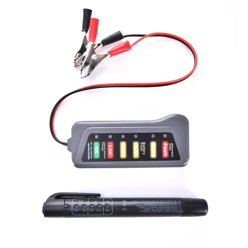 

12V Digital Battery Alternator Tester with 6 LED Lights Display Battery Testers with Brake Fluid Tester For Car Motorcycle New