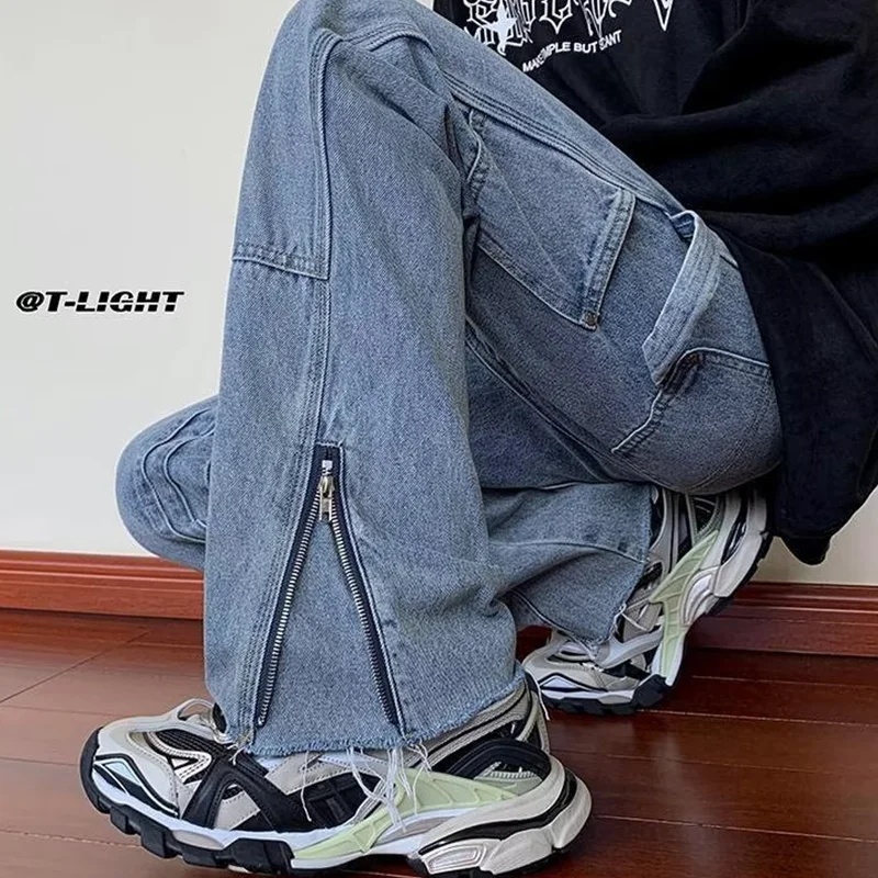 Streetwear Men 2022 New Recreational Comfortable Black Jeans Vintage Loose Temperament Versatile Wide Leg Trousers Autumn Female