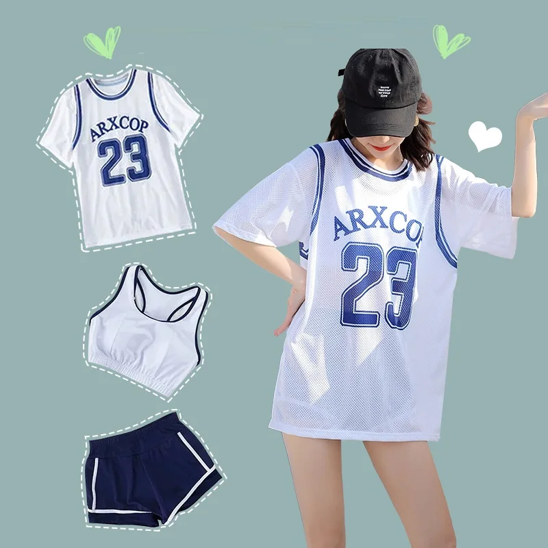 

2023 Korean Style Women Three Pieces Swimsuit Conservative Bikini Set Swimwear Summer Holiday Beachwear