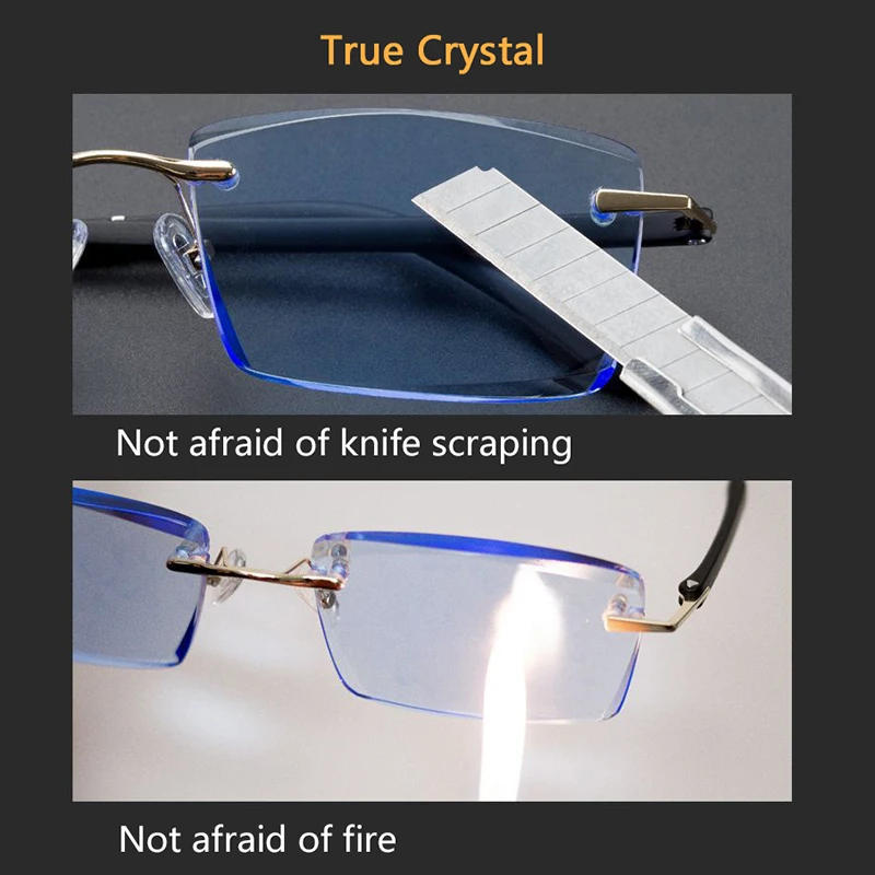 Очки для чтения без оправы мужчин и женщин пресбиопические диоптрии с синими