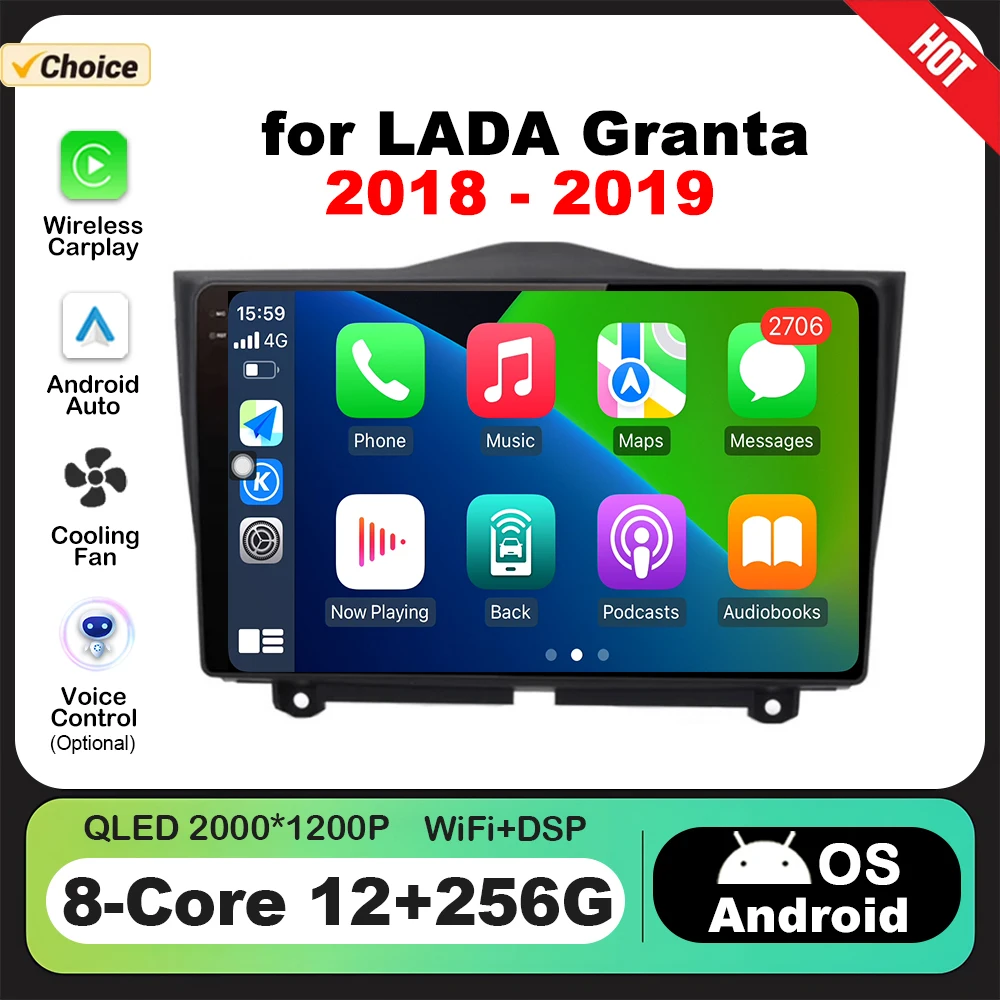 Android 9-дюймовый Автомобильный Мультимедийный Плеер Для LADA Granta 2018-2019 GPS-навигация