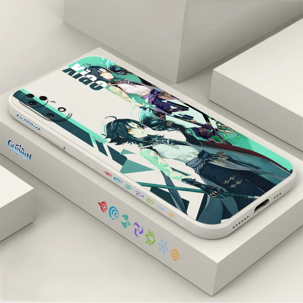 Genshin Impact Raiden Shogun Xiao Phone Case For Huawei P60 P50 P40 P30 P20 Mate 50 40 30 20 20X 10 Colour Liquid Silicone Cover