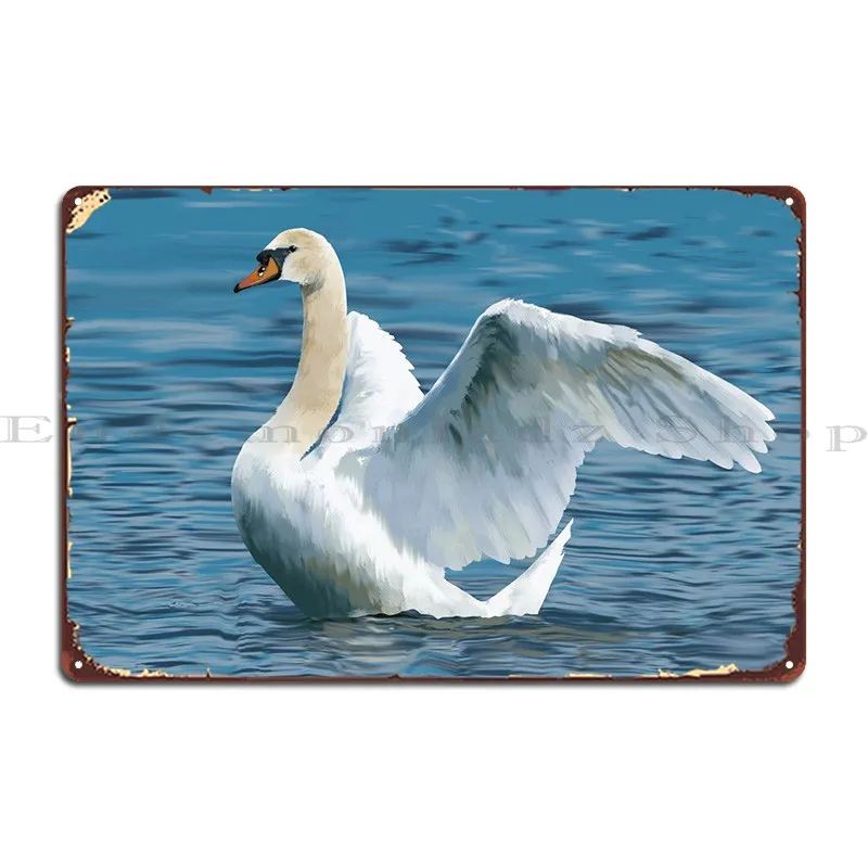 

Металлический плакат в виде лебедя, Настенный декор, роспись, Настенная роспись, дизайнерский плакат, оловянный плакат