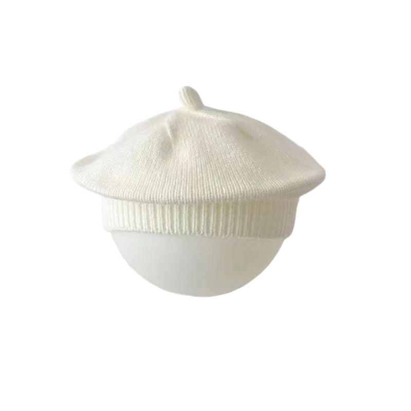 Модный милый детский вязаный берет однотонные детские теплые шапки
