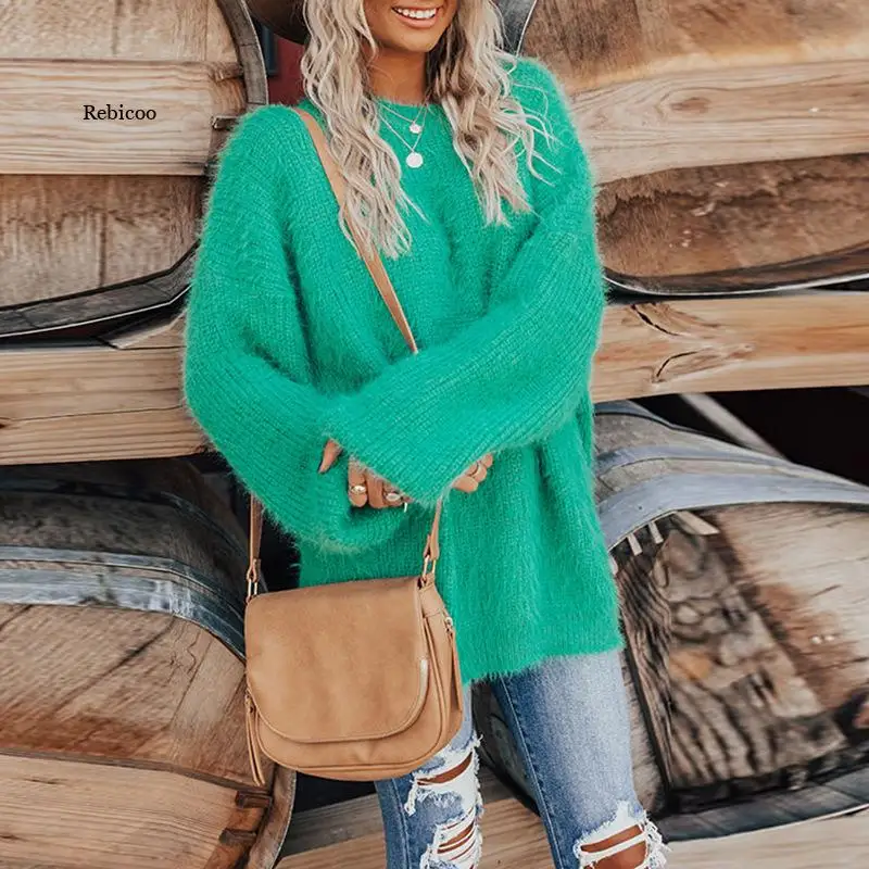 Свитер с V-образным вырезом и длинным рукавом Женский Осенний джемпер вязаные