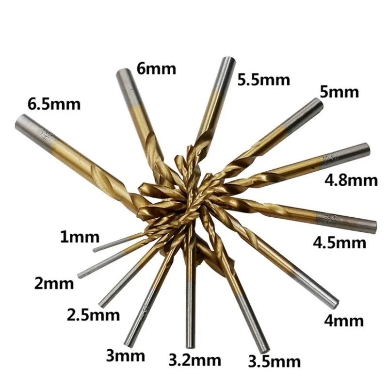 

Twist Woodworking Set Saw Titanium 1-6.5mm Drill Coated 13pcs Bit Drill Hardware Woodworkin Tools High New Industry Steel