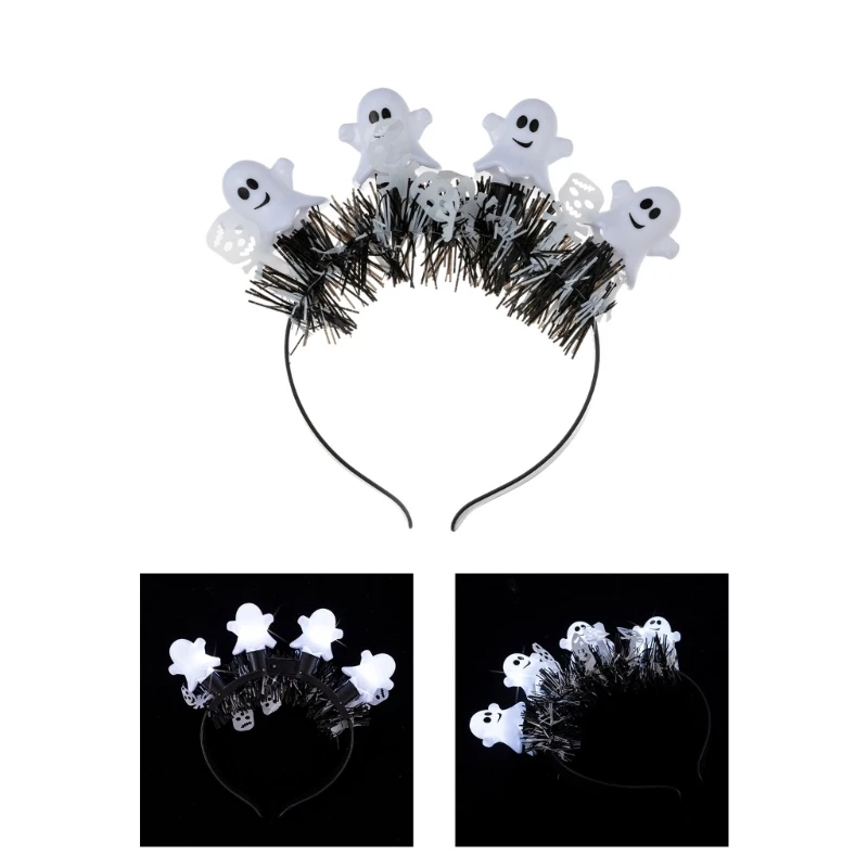 

Delicate LED Glowing Ghostly Hairband Thin Side Hairband Phantom&Tinsel Shape Hoop Headband for Girls Hair Accessories