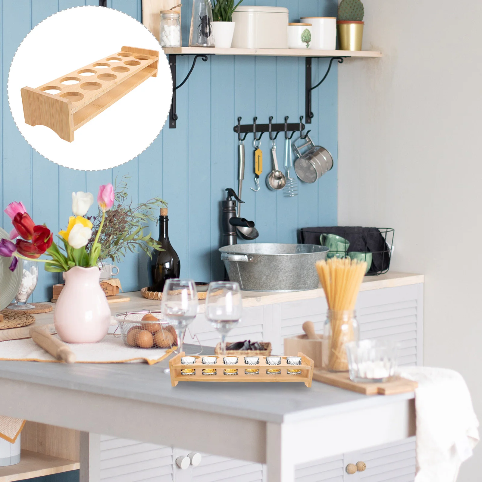 Поднос для чашек держатель очков виски прямые светло-коричневые полки дисплея