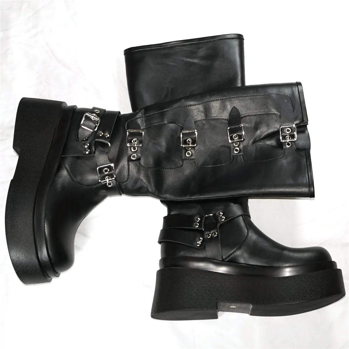 Thigh High Platform Pumps Shoes Women Slip On Wedges High Heel Knee High Boots Female Round Toe Fashion Sneakers Casual Shoes