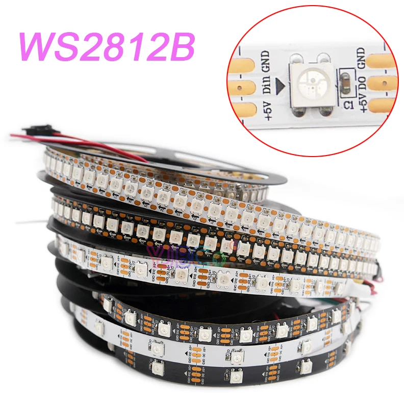 Светодиодная лента WS2812B индивидуально Адресуемая 30/60/74/96/144 пикселей/М WS2812 RGB лампы