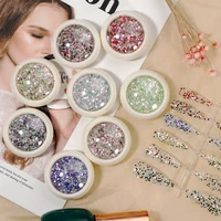 mixed 8 color rainbow nail sequin set holographic mirror round glitter flakes nails art decorations manicure sequins jss26790