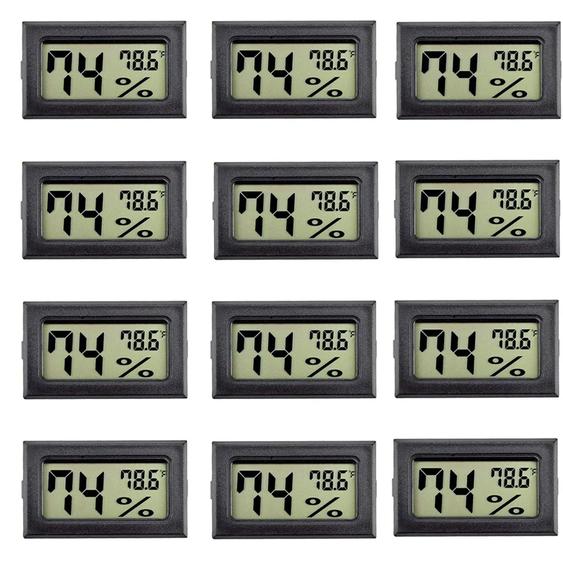 

12 Pack Mini Small Digital Electronic Temperature Humidity Meters Gauge Indoor Thermometer Hygrometer LCD Display