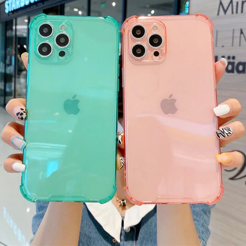 

Прозрачный противоударный чехол для телефона moskado карамельного цвета для iPhone 11 Pro Max 12 Mini X XR XS Max 7 8 Plus, мягкий силиконовый чехол из ТПУ
