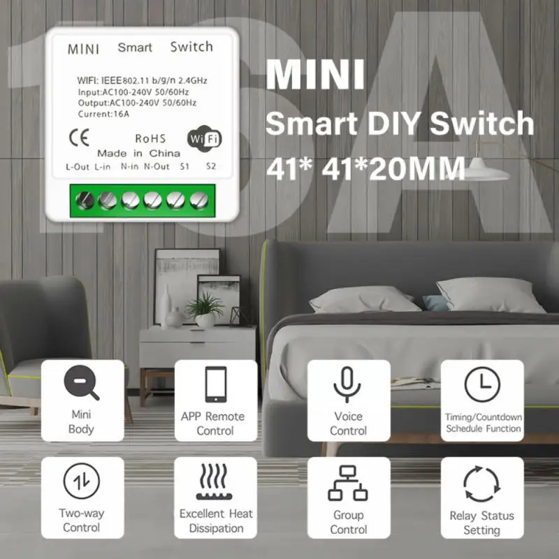 CoRui 16A MINI Zigbee/Wifi Smart Switch Supporte 2way Control Timer Smart Home Automation With Tuya Alexa Google Home Smart Life images - 2