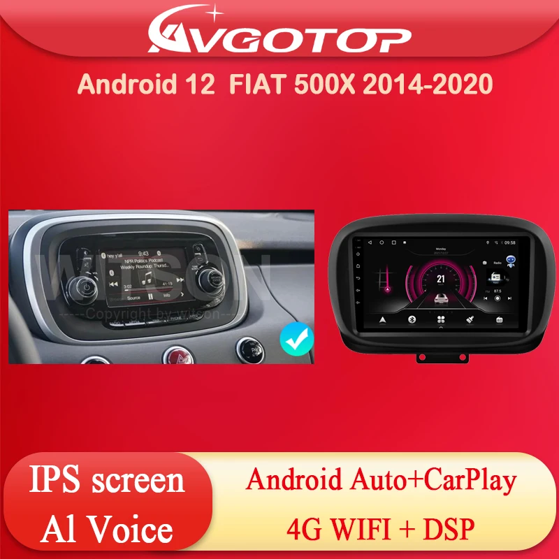 

Android 12 Car Radio Multimedia for FIAT 500X 2014 2016 2018 2020 Wireless Carplay DSP 4G Wifi UI theme Device Stereo AVGOTOP