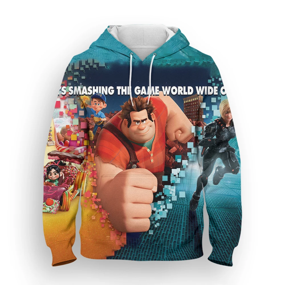 

Disney Wreck It Ralph Cartoon Sweatshirt Spring Autumn 3D Print Men's Hoodie Streetwear Casual Men's Pullover