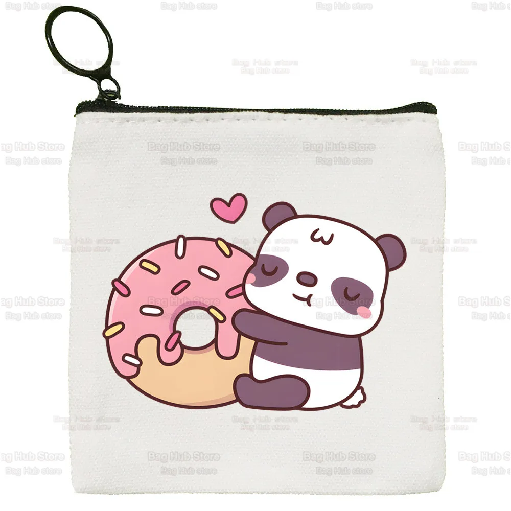 Panda I'm Not Lazy I Just Enjoy Doing Nothing Coin Purse Female Small Purse Mini Clutch Bag Cute Canvas Key Case Coin Purse