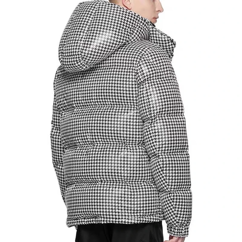 

Men's Golf Coat Women Can Remove Cap Loose Black and White Check Goose Down Jacket Thick Down Jacket