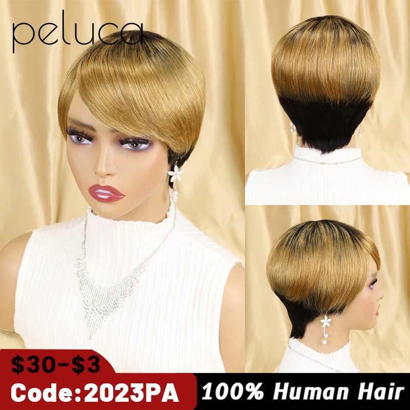 

Short Pixie Cut Straight Hair Wig Brazilian Remy Human Hair Wigs For Black Women Glueless Full Machine Made Wig Cheap Wig