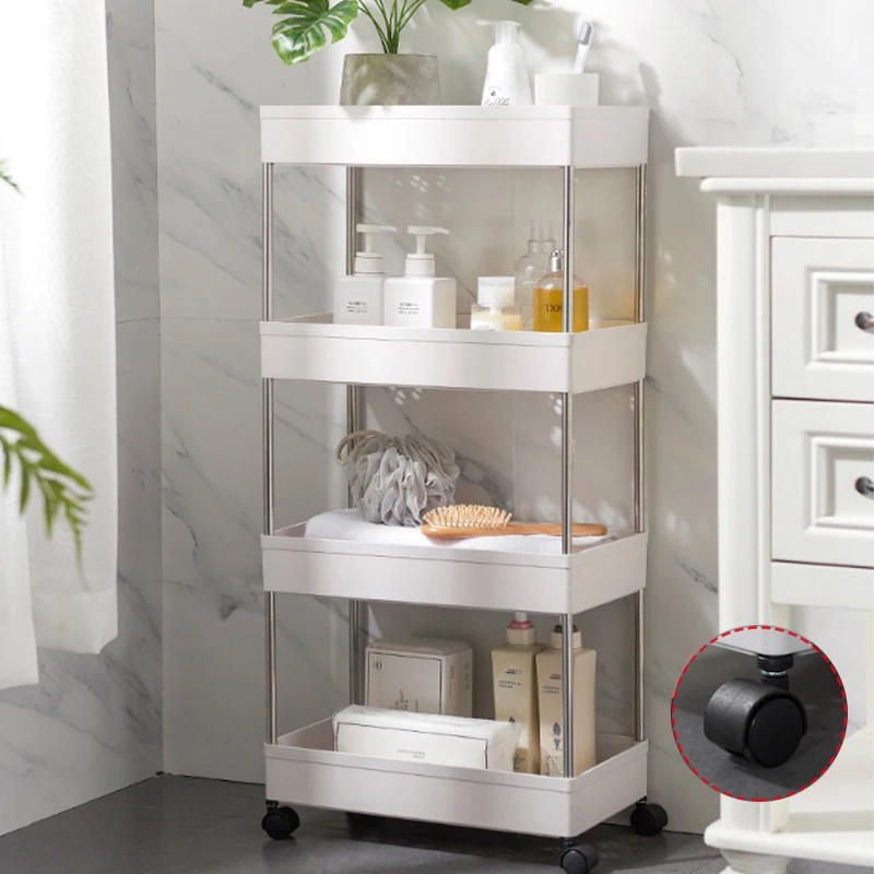 

Slim Storage Cart Mobile Shelving Unit Organizer Slide Out Storage Rolling Utility Cart Rack for Kitchen Bathroom