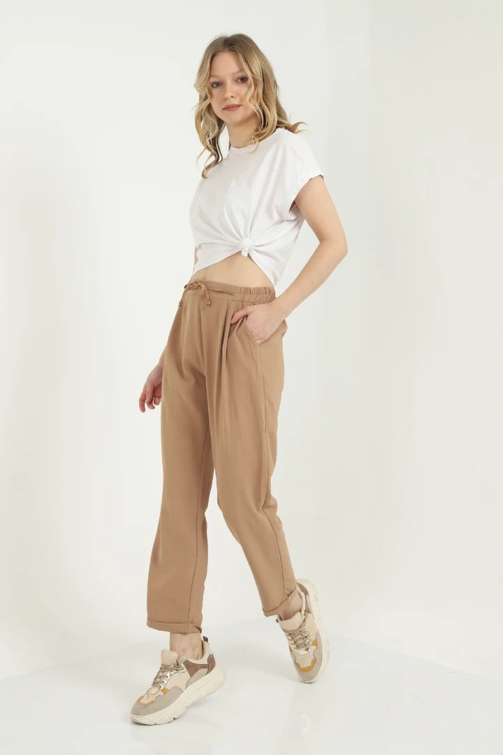 

Camel Beli Laced With Hidden Pocket Aerobin Pants casual cut new season loose pattern sports pants