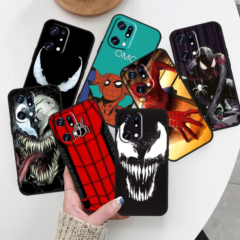 

Marvel Venom Spiderman For OPPO Find X5 X3 X2 Neo Reno 7 6 5 Lite Pro 4Z 4G 5G Silicone Soft TPU Black Phone Case Cover