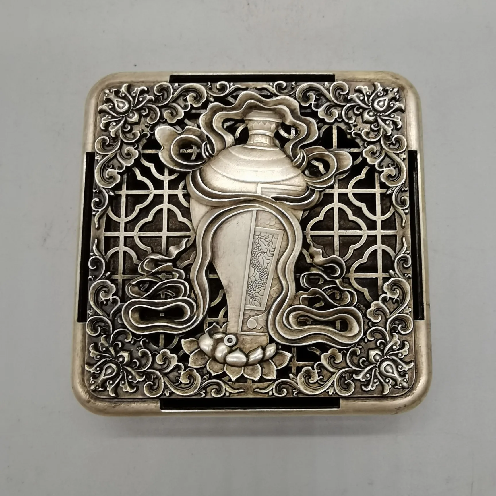

Square Cartridge Incense Burner Exquisite Pattern Home Crafts Antique Bronze Collection
