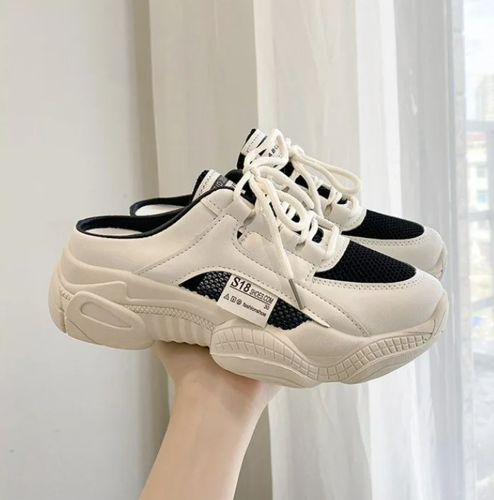 

Slippers For Women Sandals Lace-up Sandals Mesh Fashionable Breathable Comfortable Shoes Thick Sole Korea Platform Casual Shoes
