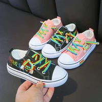 girls canvas shoes 2022 summer new punk style children fashion headphones graffiti lace up cool boys breathable kid casual shoes