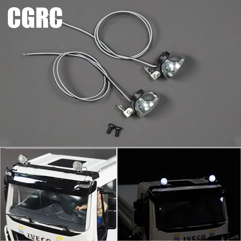 

White Round Spotlight Front Model Decorate for 1/14 1/10 Tamiya RC Truck Trailer Tipper Scania Benz MAN Volvo Car DIY Parts