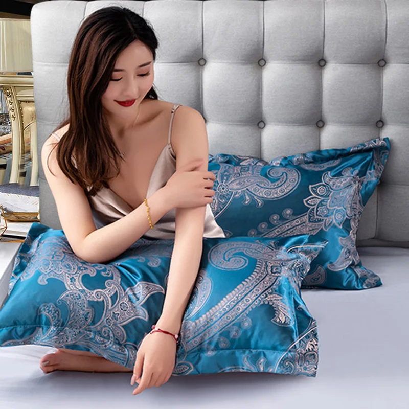

Man-made Tencel Pillowcase High End Quality Soft comfortable Fabric Pillow Case A/B Double Sided Pillow Cover For Healthy Sleep