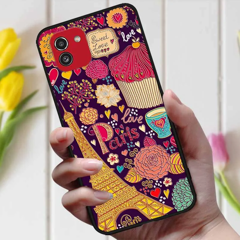 3D чехол с тисненым цветком для Samsung Galaxy A03 A 03 милый рельефный A035F телефона A04 -