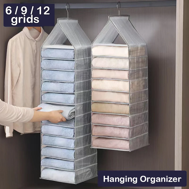 

Hanging Closet Organizer for Clothes T-Shirt Underwear Pants Household Wardrobe Classification Storage Foldable Finishing Rack