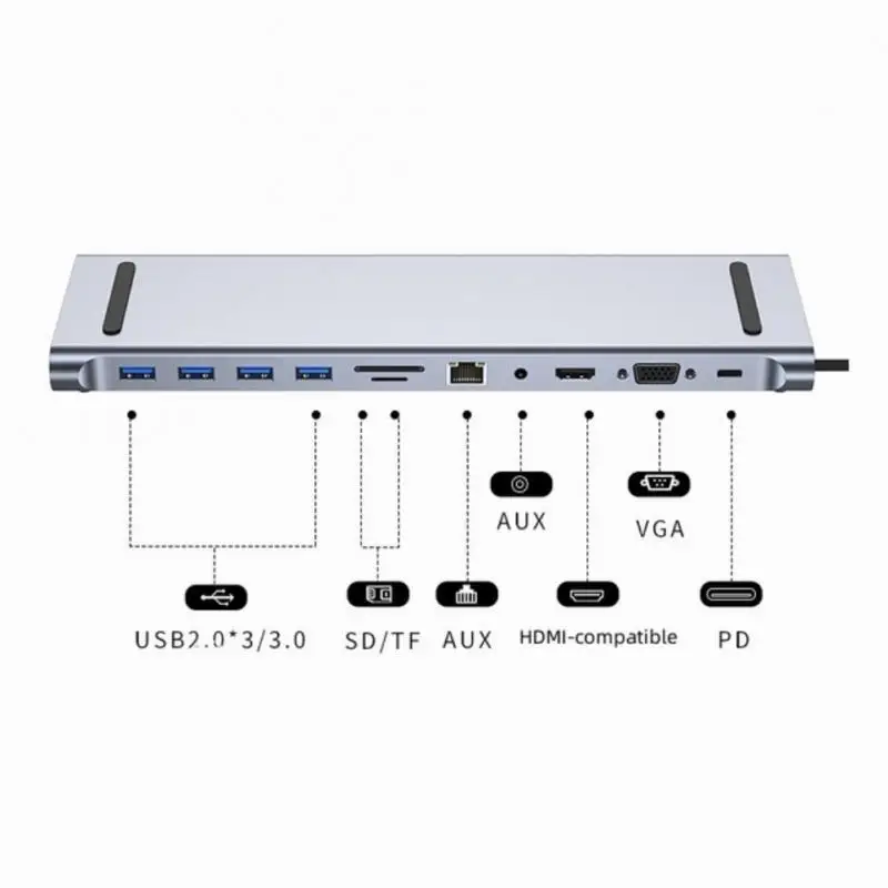 

Usb-концентратор 11 в 1, 4k, Rj45, Sd/tf, Vga, Pd