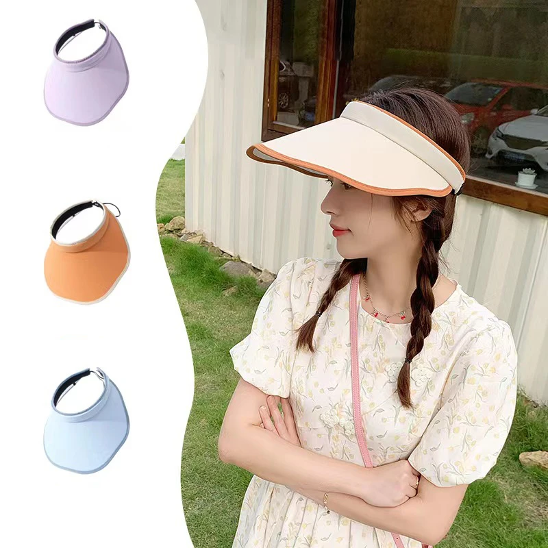 

Casual Visor Sunhats Women Summer Empty Top Hat Outdoor Beach Panama Caps Wide Brim Uv Protection Hats Fisherman Cap Cover Face