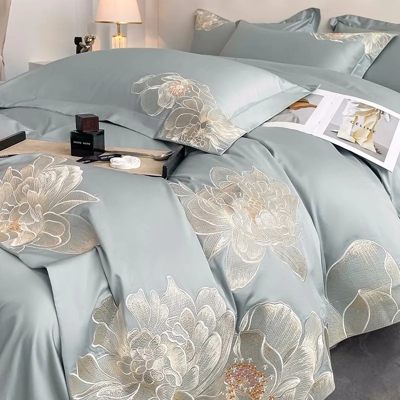 

Luxury Bedding Set Royal 700TC Egyptian Cotton Flower Embroidery Duvet Cover Bed Sheets and Pillowcases Comforter Bedding Sets