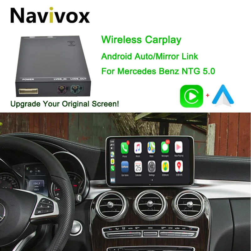 

Navivox Wireless Carplay Box Android Auto For Mercedes Benz A B C E S GLA GLC GLE CLA CLS Class W176 W204 W205 W218 W212 NTG 5.0