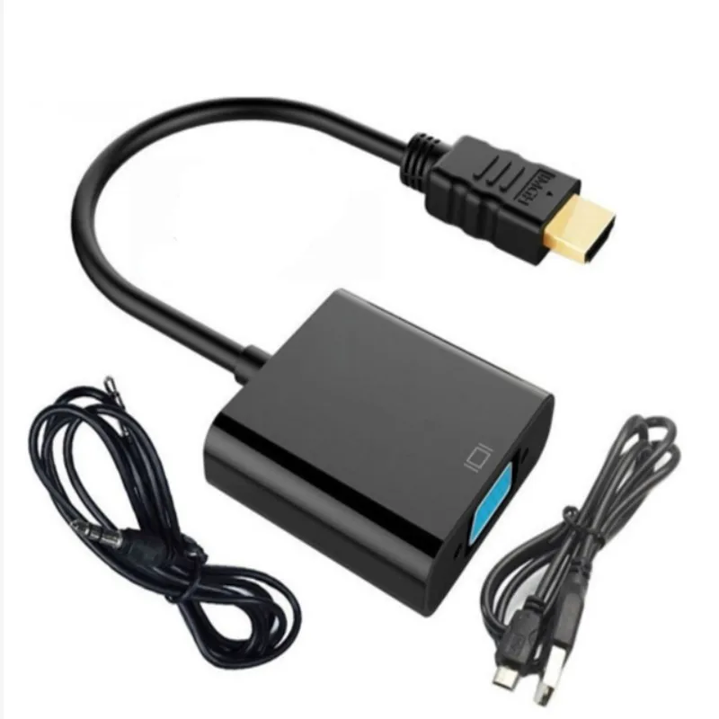 

Преобразователь кабеля HD 1080P HDMI в VGA с аудио источником питания HDMI штекер в VGA гнездо адаптер преобразователь для планшета ноутбука ПК ТВ