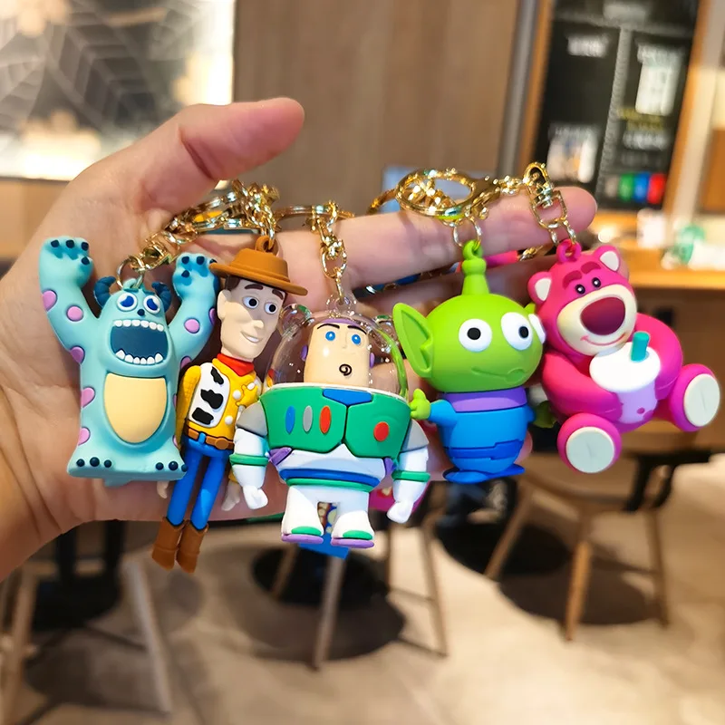

Disney Anime Toy Story Monsters University Figure Keychains Woody Buzz Lightyear Model Kid Toy Children Christmas Key Chain Gift