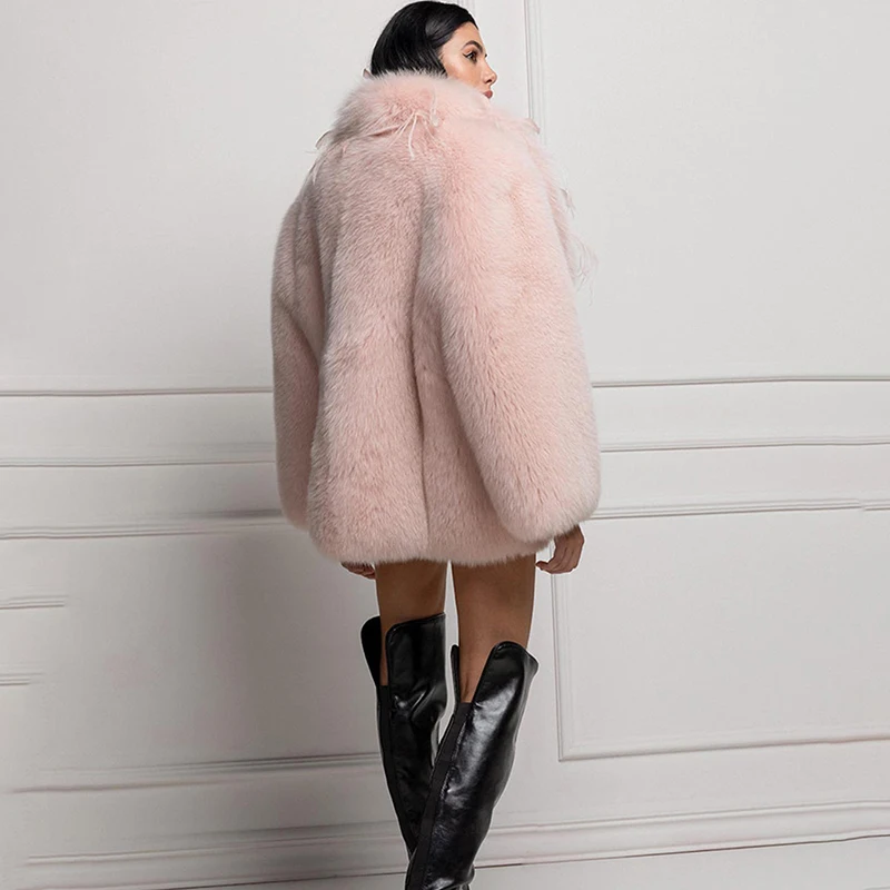 Lapel Fur Tassel Natural Fox Fur Jacket Women Winter Thicken Solid Long Sleeve Luxury Outertwear Genuine Fox Fur Coat Female