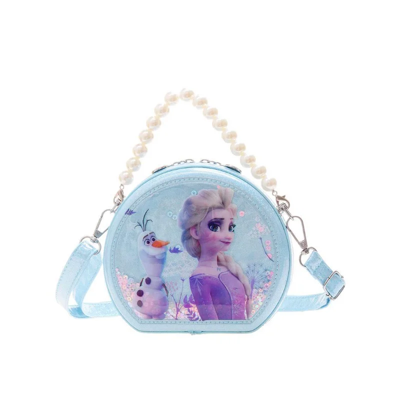 Disney Girl's Bag Frozen Shoulder Bag with Strap Pearl Handle Waterproof Portable Large Capacity Tote for Children's Birthday