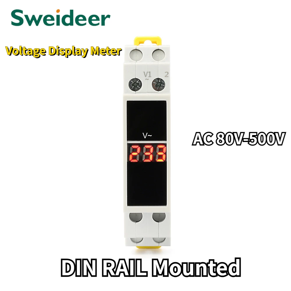 

Voltage Tester SNV-1P DIN Rail Mounted Voltage Meter Voltage Detector for Electrical Power Energy AC 80-500V LED Display RED