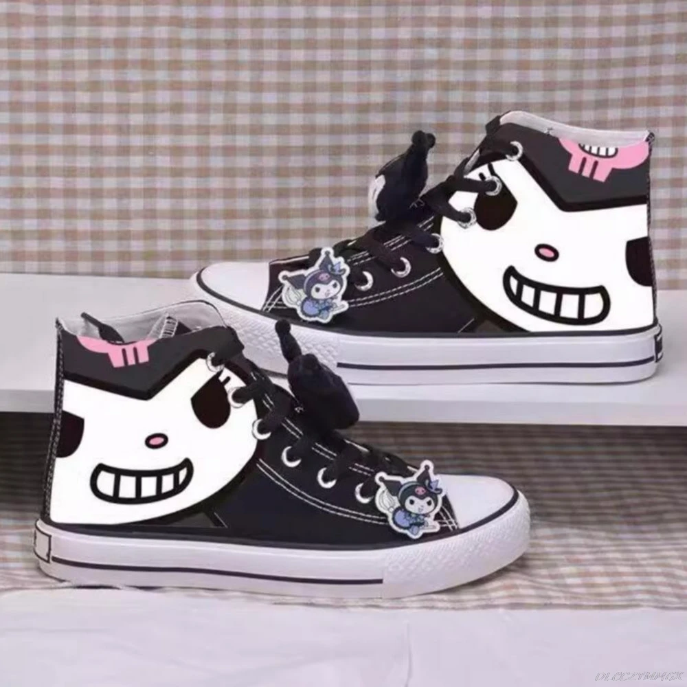 Кеды Kuromi женские с высоким верхом холщовые кроссовки принтом вулканизированной