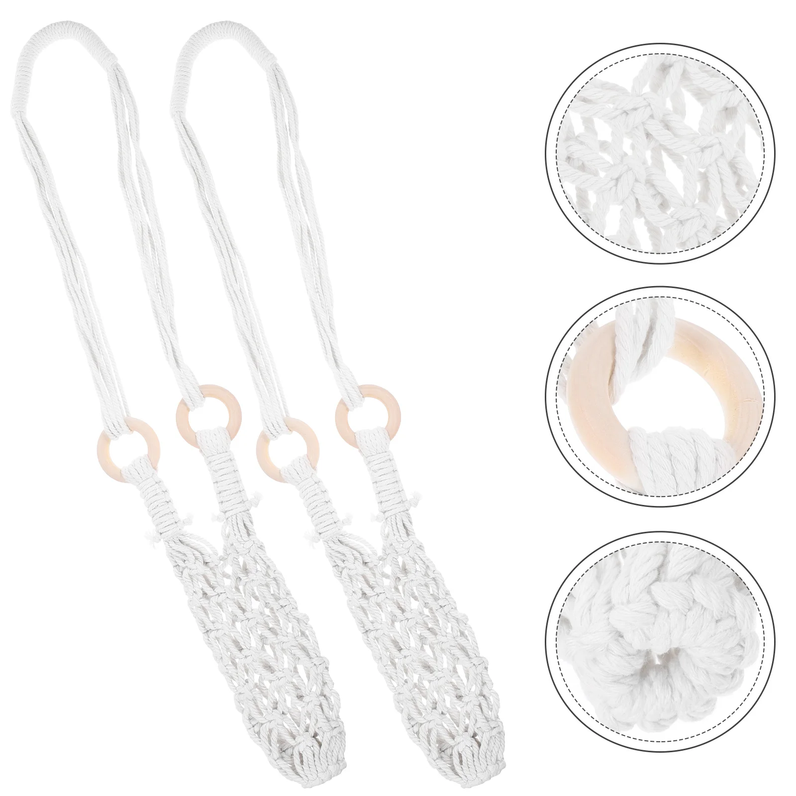 

2 Pcs Net Tote Bag Wall Hanging Storage Cotton Fruit Hammock Bottle Basket