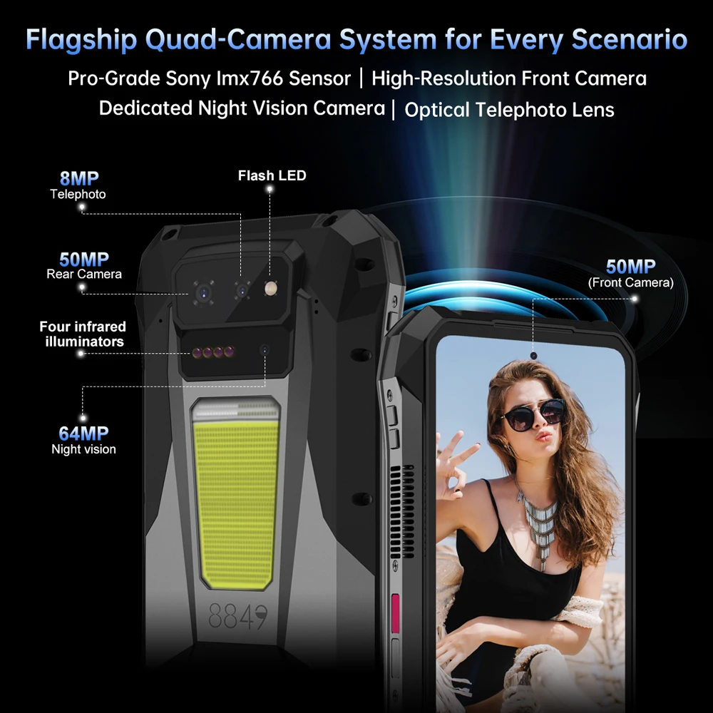 Мировая премьера】Unihertz by 8849 TANK X: Защищенный смартфон 5G на Android 15 со встроенной проекцией 1080P 220 люмен, аккумулятором 17600 мАч и памятью 32+512 ГБ (art.: 3920d827edae6) - 3920d827edae6