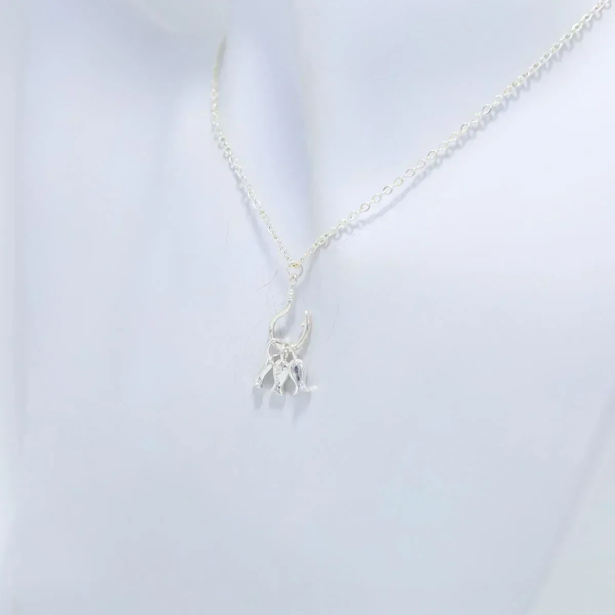 Серебряное простое Гавайское ожерелье с подвеской в виде рыболовного крючка для